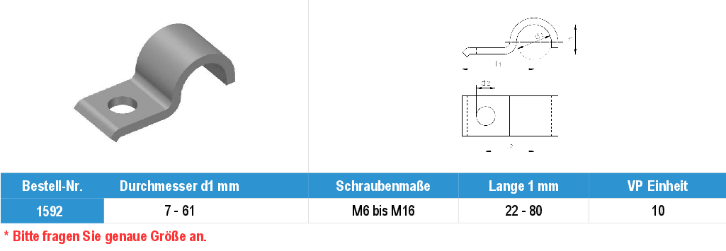 Schwere Rohrschellen DIN 1592 aus Edelstahl Schwere Rohrschellen DIN 1592 aus Edelstahl