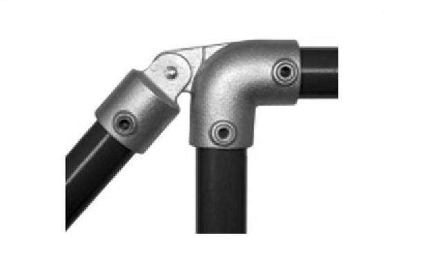 90° Bogen mit Gelenkverbinder aus Temperguss 90° Bogen mit Gelenkverbinder aus Temperguss