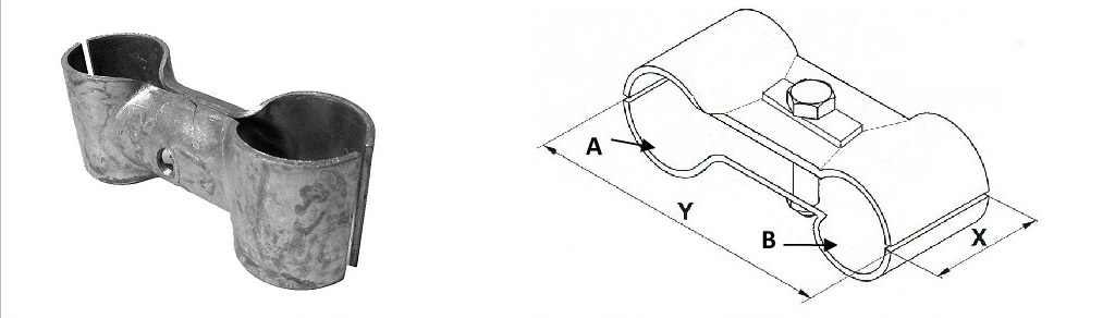 Doppelschelle aus verzinktem Stahl Doppelschelle aus verzinktem Stahl