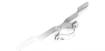 Gekröpfte Schilderschelle aus feuerverzinktem Stahl Gekröpfte Schilderschelle aus feuerverzinktem Stahl