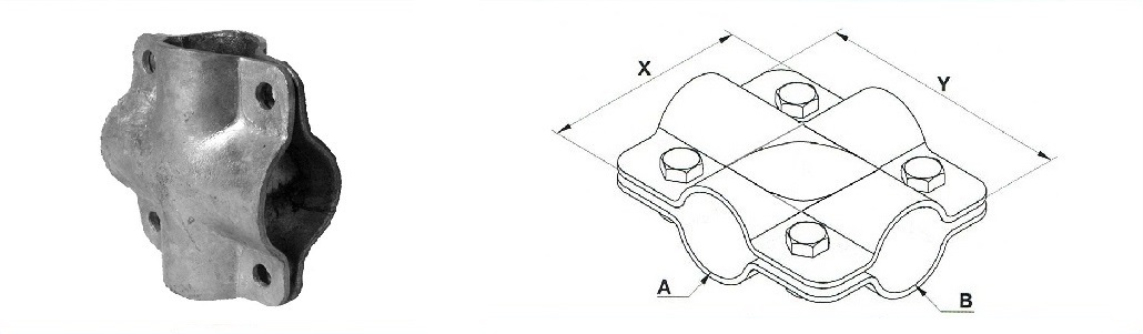Kreuzschelle aus verzinktem Stahl Kreuzschelle aus verzinktem Stahl