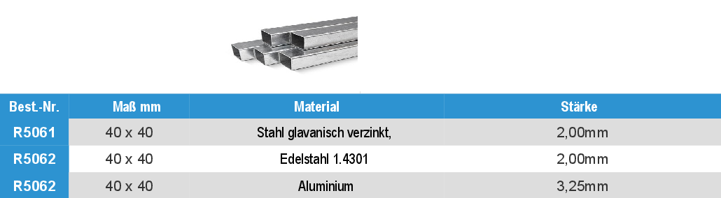 Vierkantrohre rechtecking aus Edelstahl Vierkantrohre rechtecking aus Edelstahl