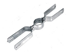 Schilderschelle mit Doppelausleger aus feuerverzinktem Stahl Schilderschelle mit Doppelausleger aus feuerverzinktem Stahl