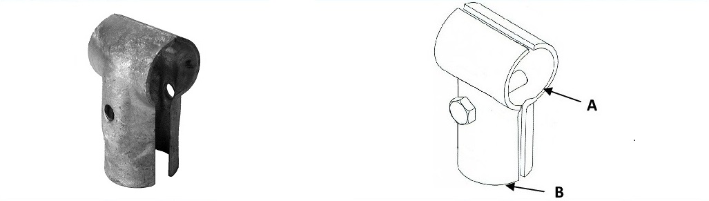 T-Schelle geteilt aus verzinktem Stahl T-Schelle geteilt aus verzinktem Stahl