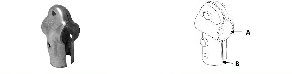 T-Schelle geteilt mit zusäztlicher Kopfschraube aus verzinktem Stahl T-Schelle geteilt mit zusäztlicher Kopfschraube aus verzinktem Stahl