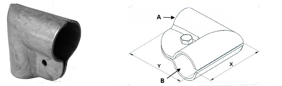Winkelschelle 90 Grad aus verzinktem Stahl Winkelschelle 90 Grad aus verzinktem Stahl